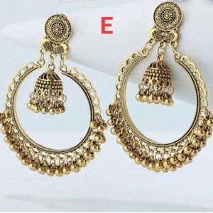 Indian Jhumka Gold Hoop Earrings